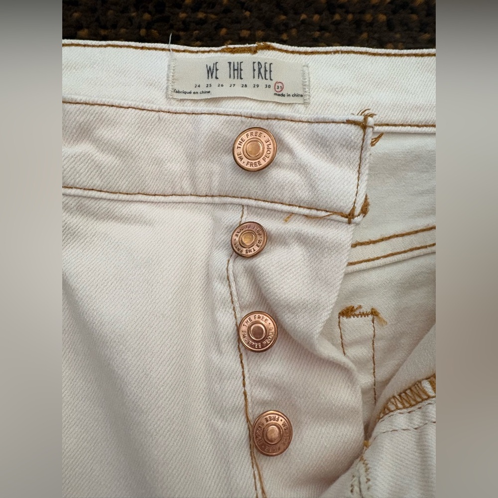 Free People Light Pink Floral Side-Print Flare Jeans - Picture 2 of 6